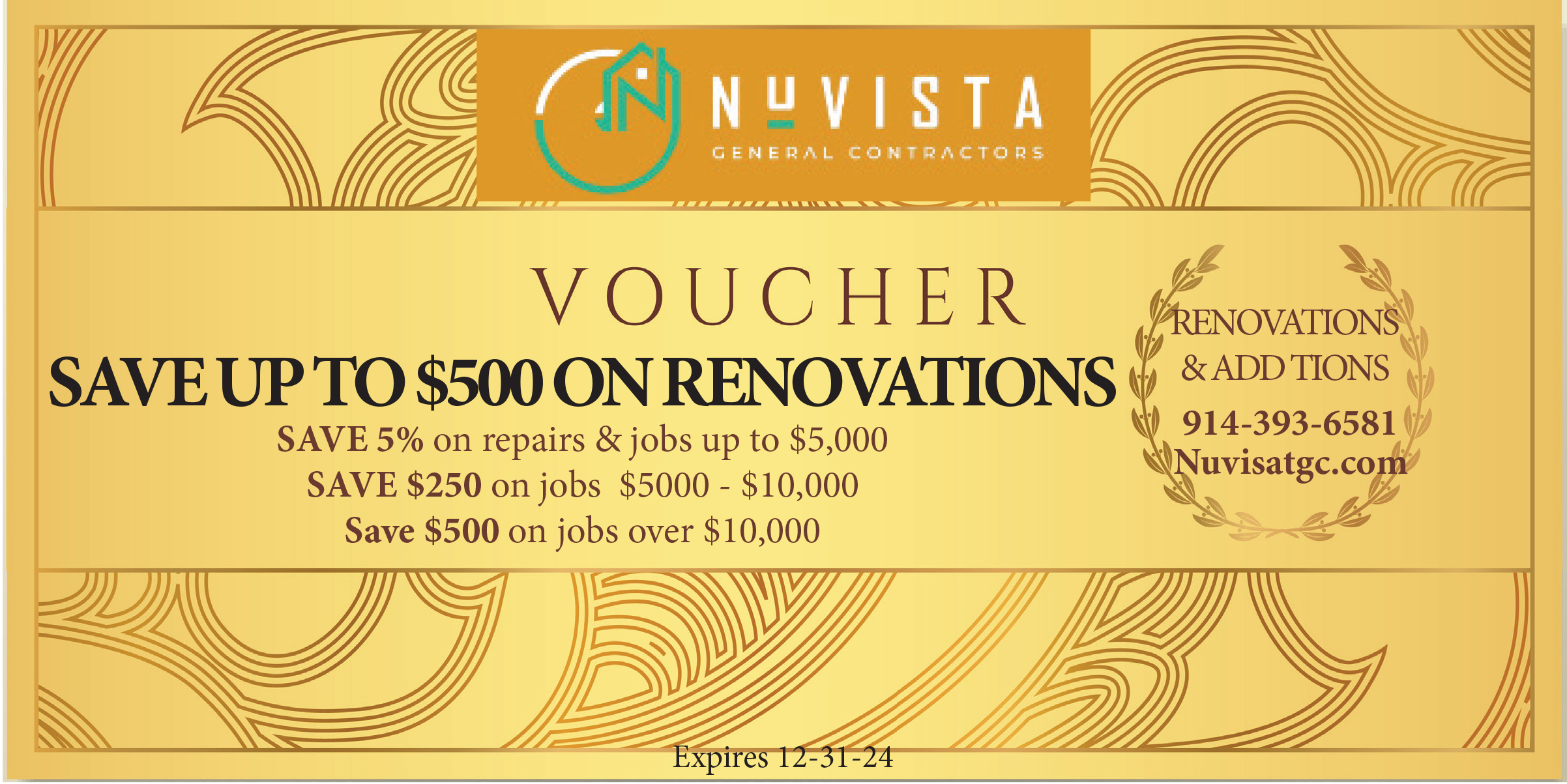 Nuvista Renovatins or addition voucher save up to $500