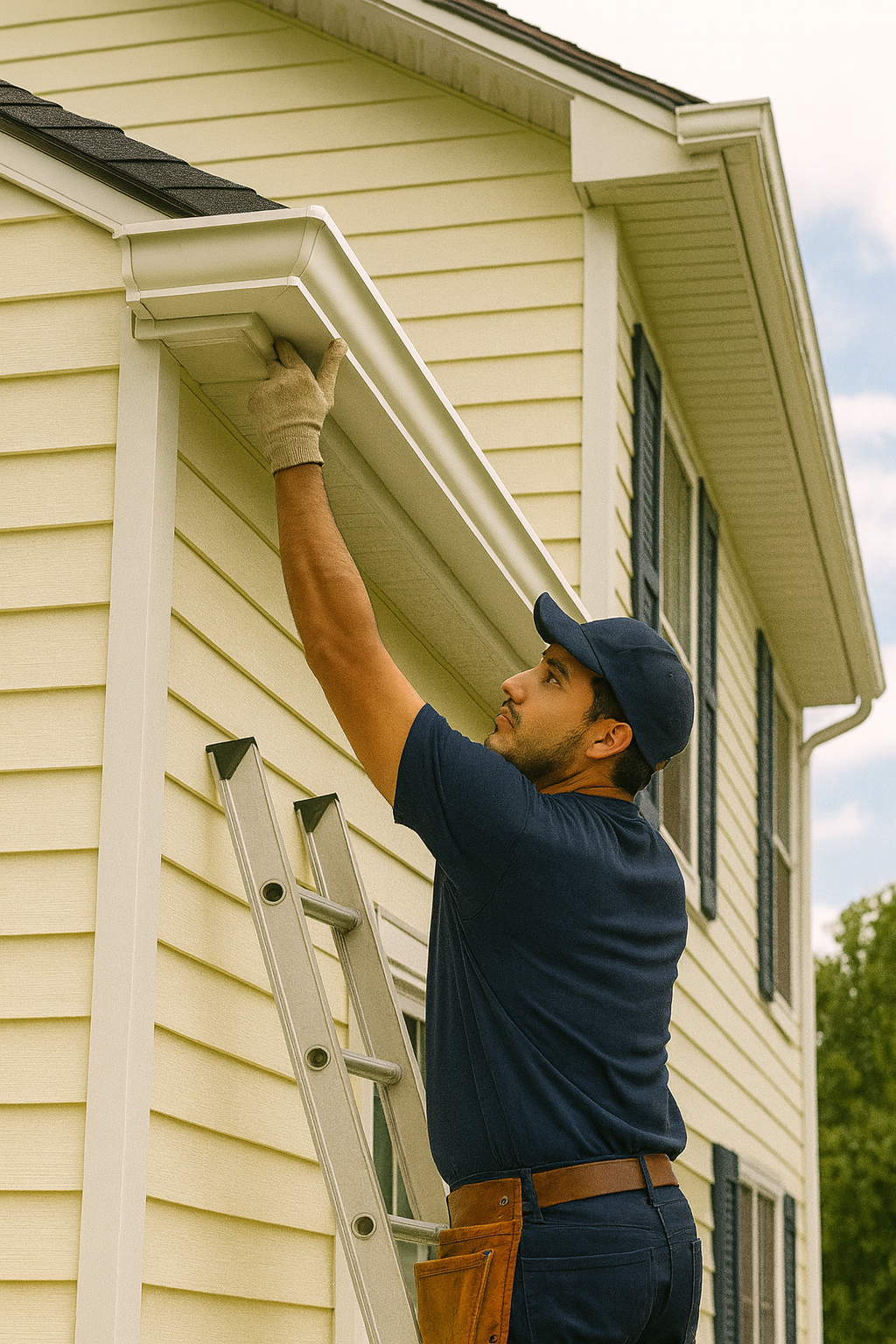 Nuvista inspecting gutters on home in Passaic, Bergen, Rockalnd Area