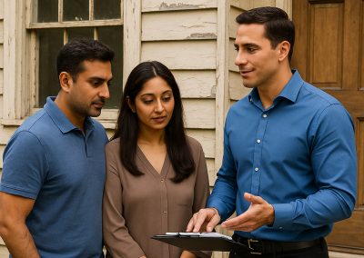 Nuvista team member consulting with a couple to upgrade their home with new widows, doors and siding in the Bergen, Passaic, Rockland County area