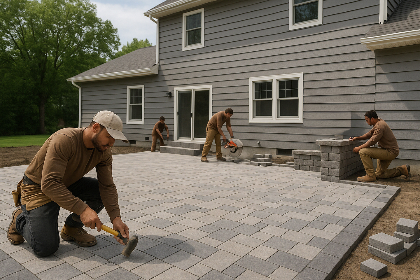 Nuvista crew intalling a pation in the Rockland , Bergen, Passaic County area