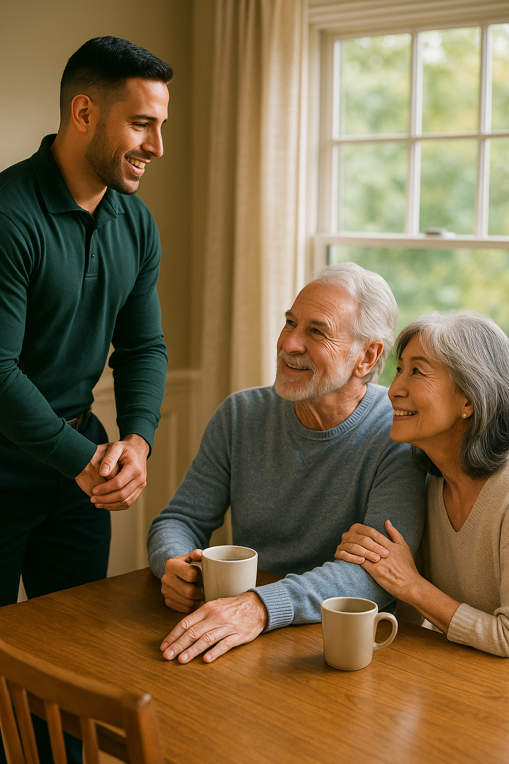 Nuvista team member meeting with an older couple about window replacement in the Bergen, Passaic, and Rockland County area