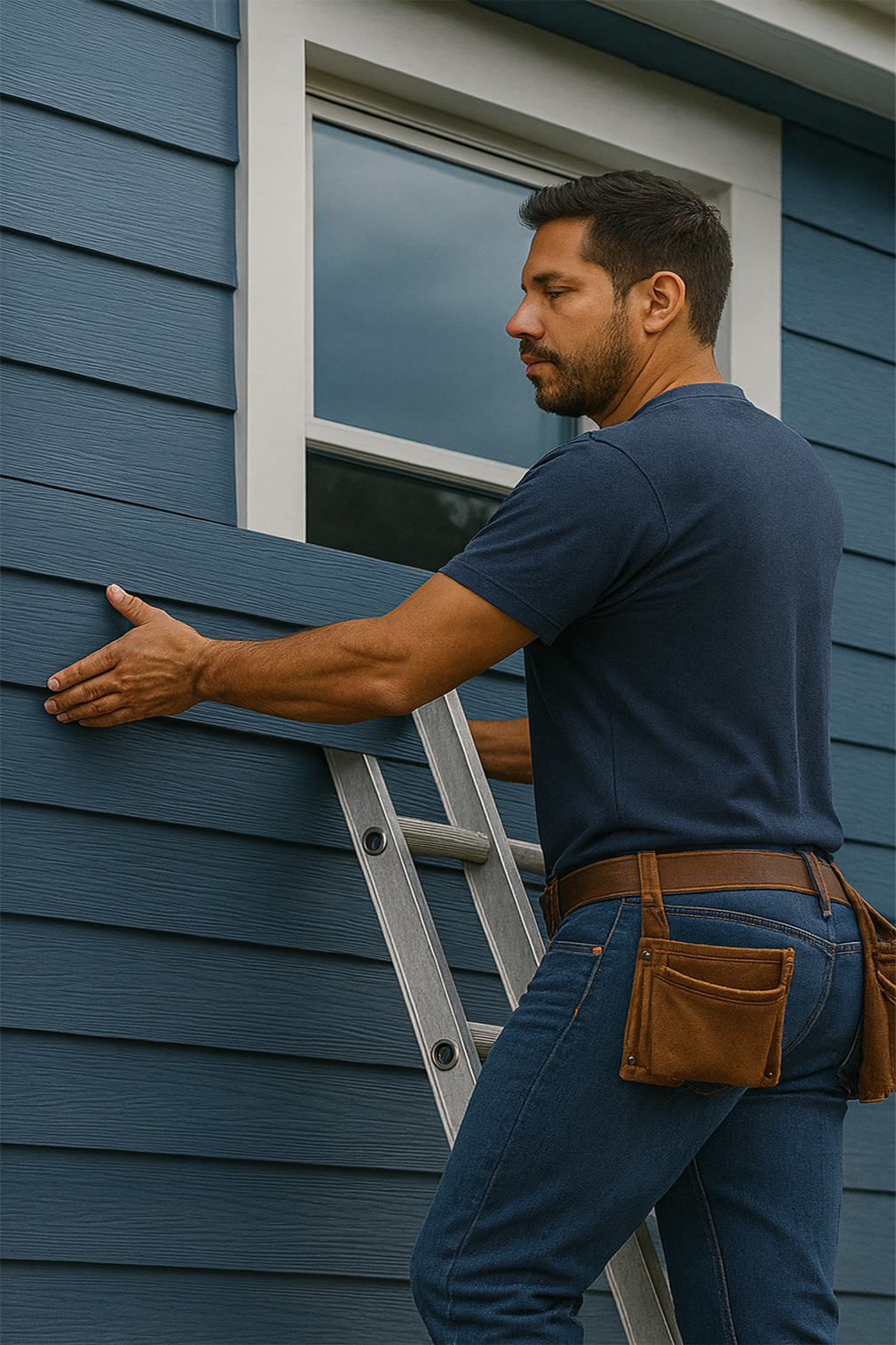 Nuvista siding contractor carefully installing siding in rockland, bergen, Passaic County area