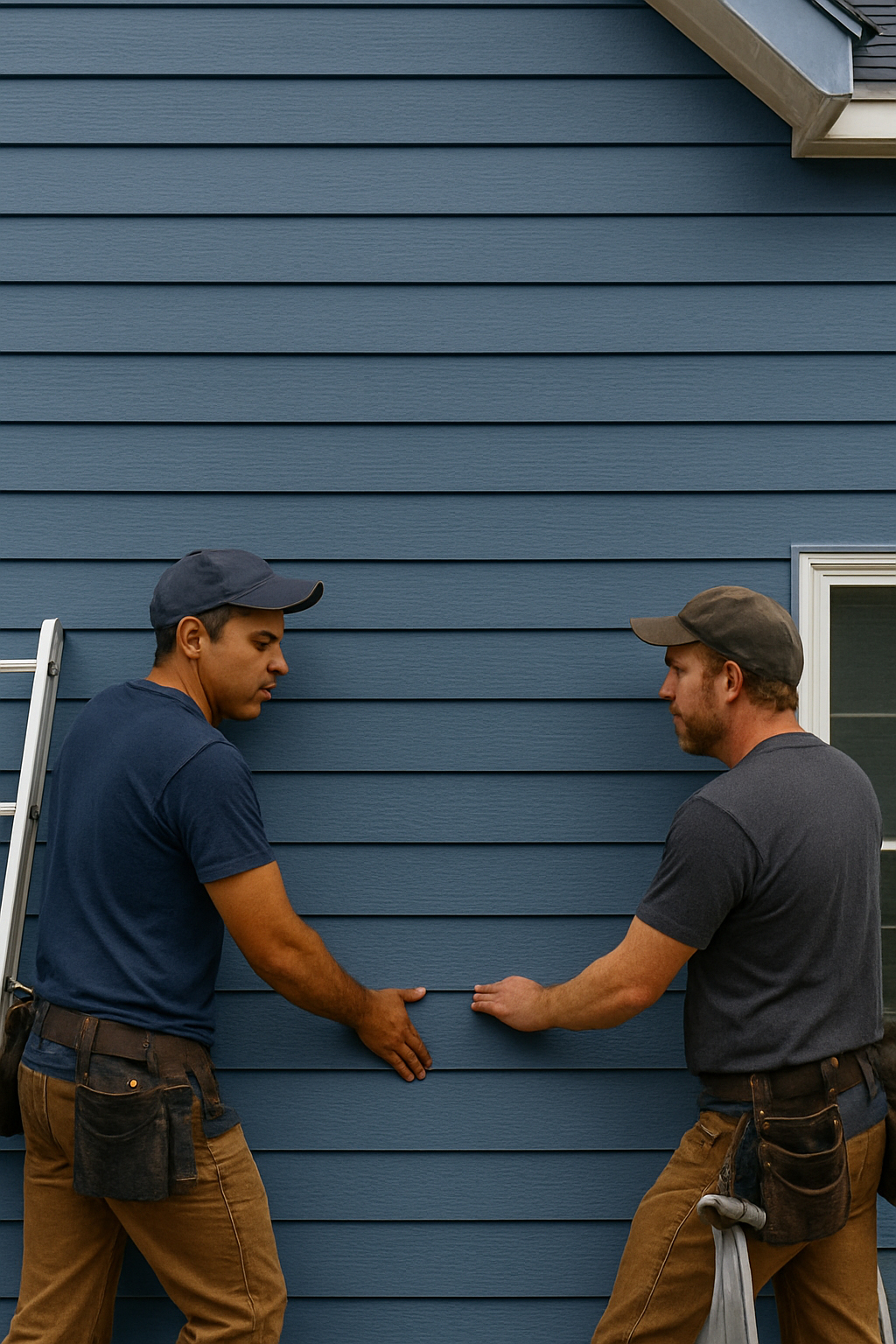Nuvista siding ciotractor team installing wedgewood bluesiding in rockland, bergen, Passaic County area