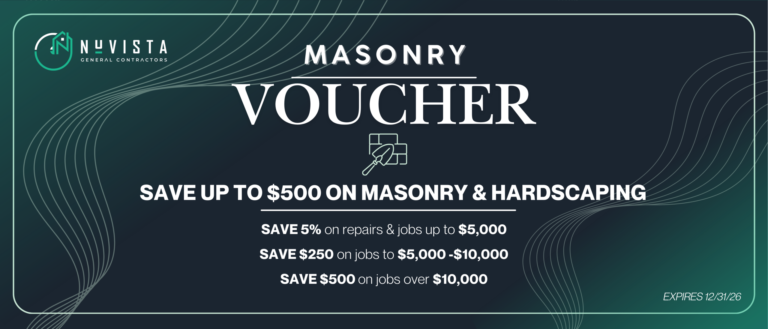 Nuvista Masonry Hardscaping voucher save up to $500