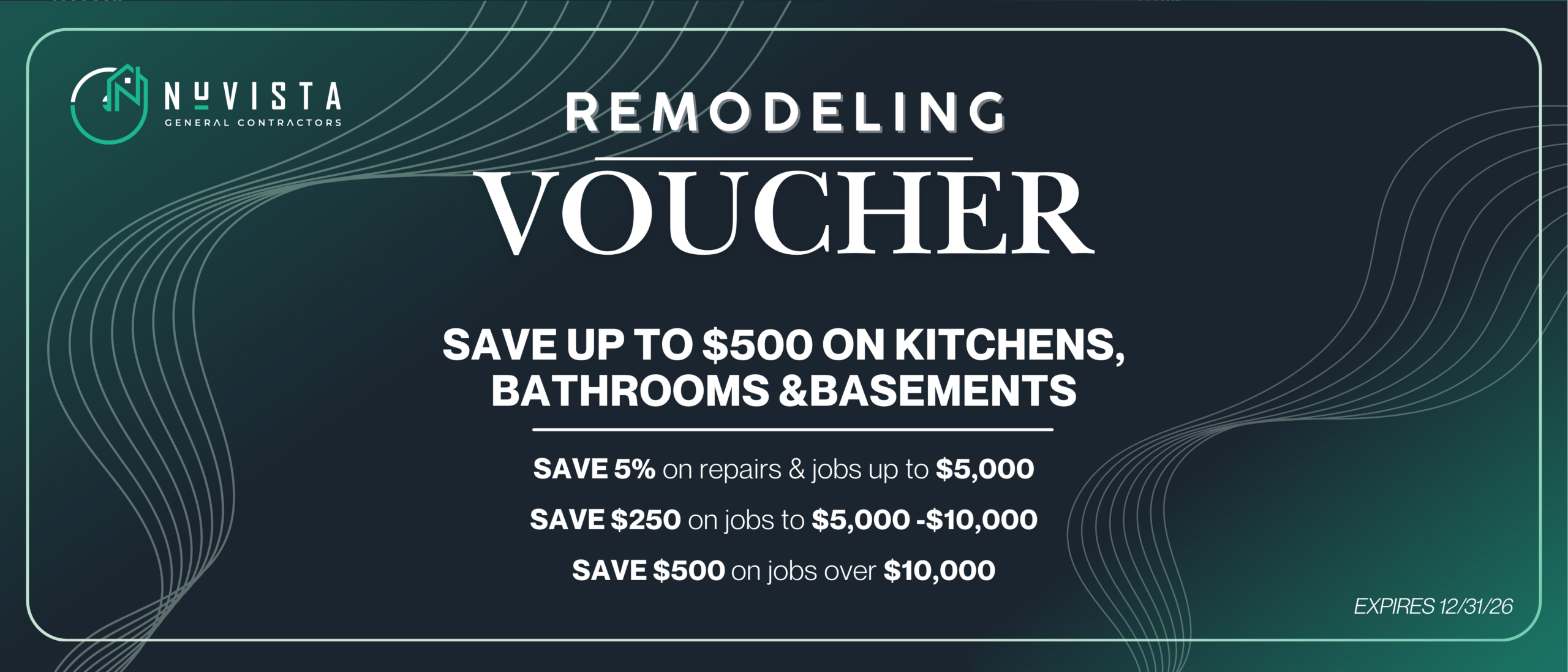 Nuvisat ktichem, Bathroom, or Basement Remodeling Voucher save up to $500